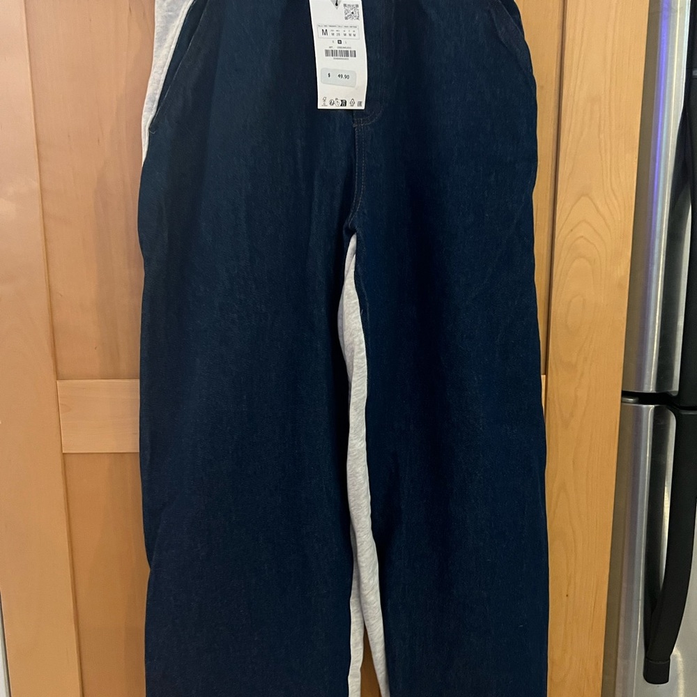 Zara Mixed Denim And Sweatpant Material Set - Picture 7 of 8